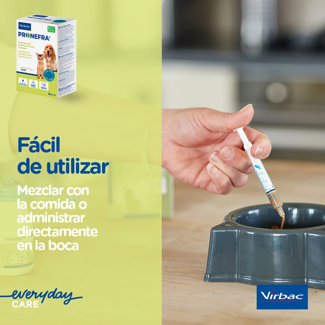 Fácil de utilizar. Mezclar con la comida o administrar directamente en la boca