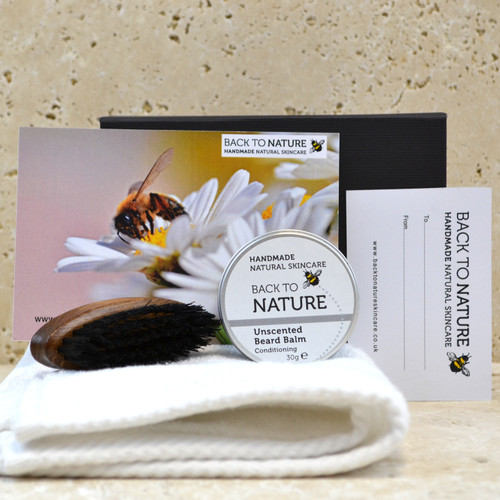 Unscented beard balm & travel brush set
