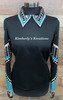 Black, Turquoise, White and Silver Bolero with Matching Shirt and NEW 34 x 43 Stellar Show Blanket - Ladies Size Small/Medium