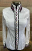 White, Aubergine and Silver All Day Show Shirt - Ladies Size Small/Medium