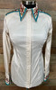 Cream, Rust and Turquoise  All Day Show Shirt - Ladies Size Medium
