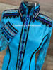 Shades of Blues, Purple, Silver and Black All Day Show Shirt - Ladies Size Medium/Large