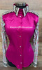 Fuchsia All Day Show Shirt with Floral Sleeves - Ladies Size Large