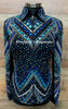 Black, Royal, Turquoise and Silver Show Jacket - Ladies Size Large