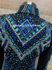 Black, Royal, Turquoise and Silver Show Jacket - Ladies Size Large