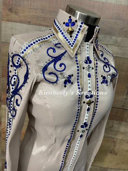 Champagne, White, Gold, Royal Blue and Black - Ladies Size Medium