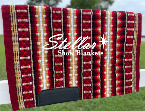 Shades of Burgundy, Reds, Tan, Gold, White and Black - 34 x 44