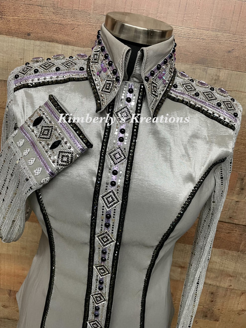 Silver, Lavendar and Black All Day Show Shirt - Ladies Size Medium