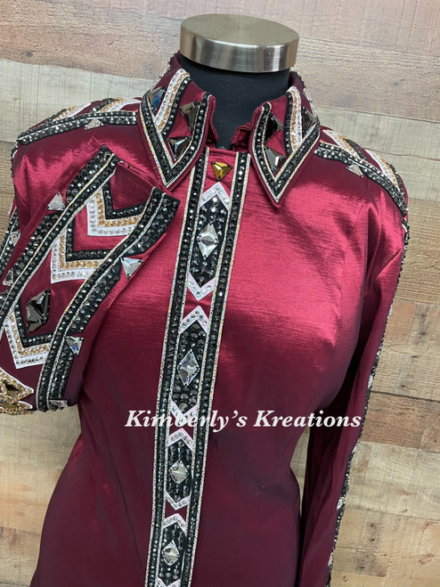 Burgundy, Gold, Black and White - Ladies Size Large