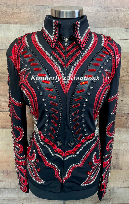 Black, Red and Silver Show Jacket - Ladies Size Large/Extra Large