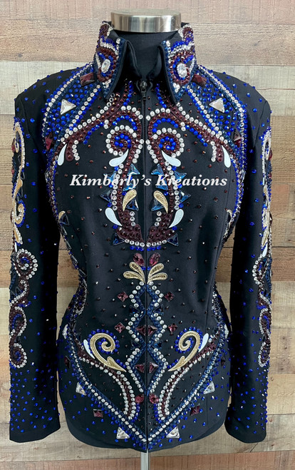 Black, Royal, Burgundy, White and Gold Show Jacket - Ladies Size Extra Large