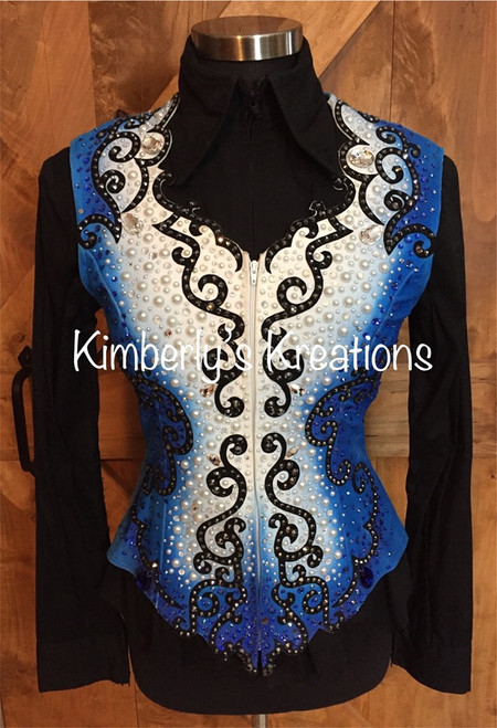 Blue, Black and White Show Vest Set - Ladies Size Small/Medium