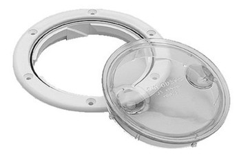 Seachoice Twist Lock Deck Plate White with Clear Insert, WHITE W/CLEAR INSERT, 6 1/2" O.D.