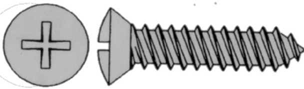 Marine Fasteners POASS12X1-P100 Oval Head Self-Tapping Screw - Box of 100