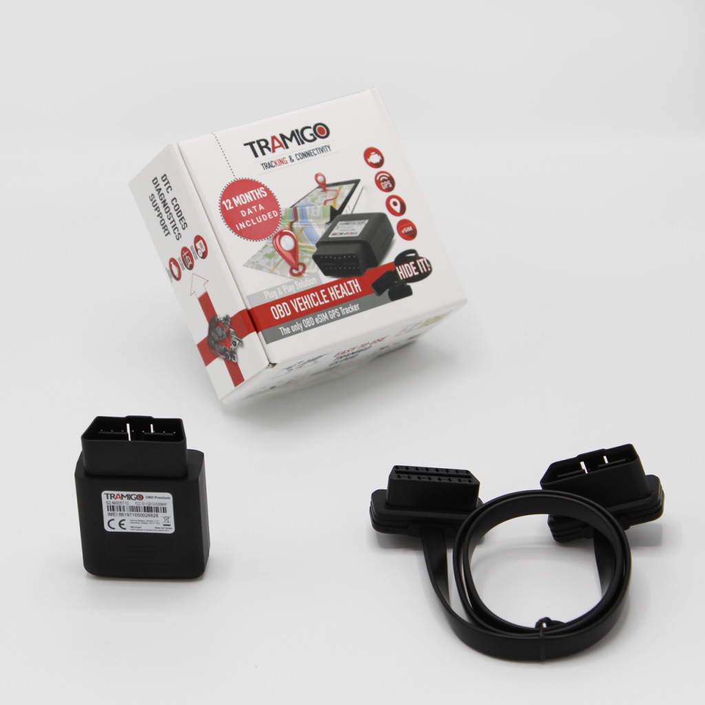 Tramigo OBD premium sales package contents  OBD vehicle diagnostics and GPS tracking - plug & play