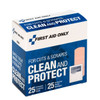 First Aid Only 90966 Clean And Protect For Cuts & Scrapes With 25 BZK Antiseptic Wipes And 25 Protective Plastic Bandages, 1" X 3" And 3/4" X 3"