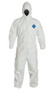 Dupont TY127S WH Coveralls Hood Elastic Wrists and Ankles Front view. Shop now!