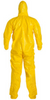 DuPont QC122S Yellow Tychem QC Coverall w/ Hood and Attached Socks Rear view. Shop now!
