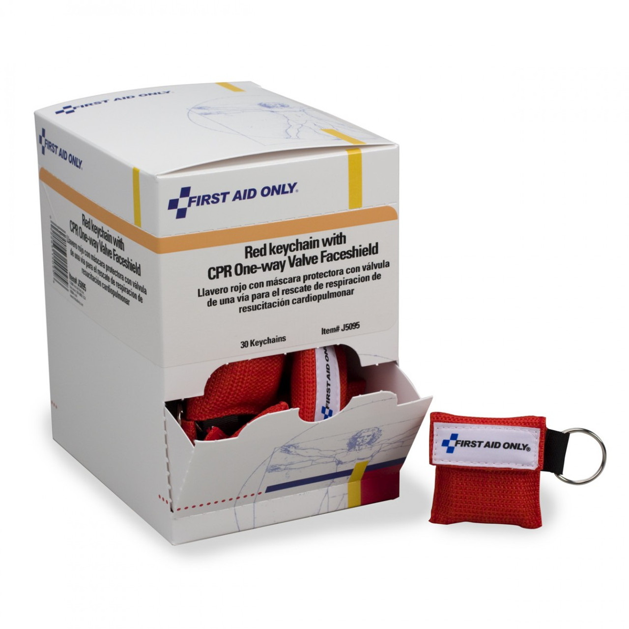 First Aid Only FA-J5095 CPR Mask Keychain, 30 Per Box