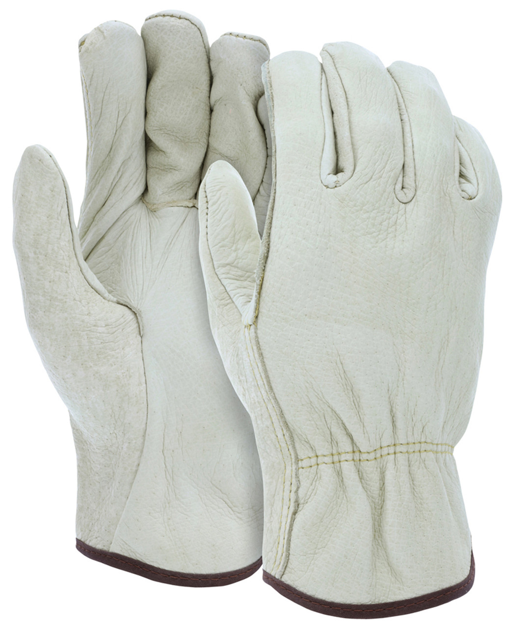 VGO 1 Pair Unlined Safety Cow Grain Leather Work Gloves Men, Construct