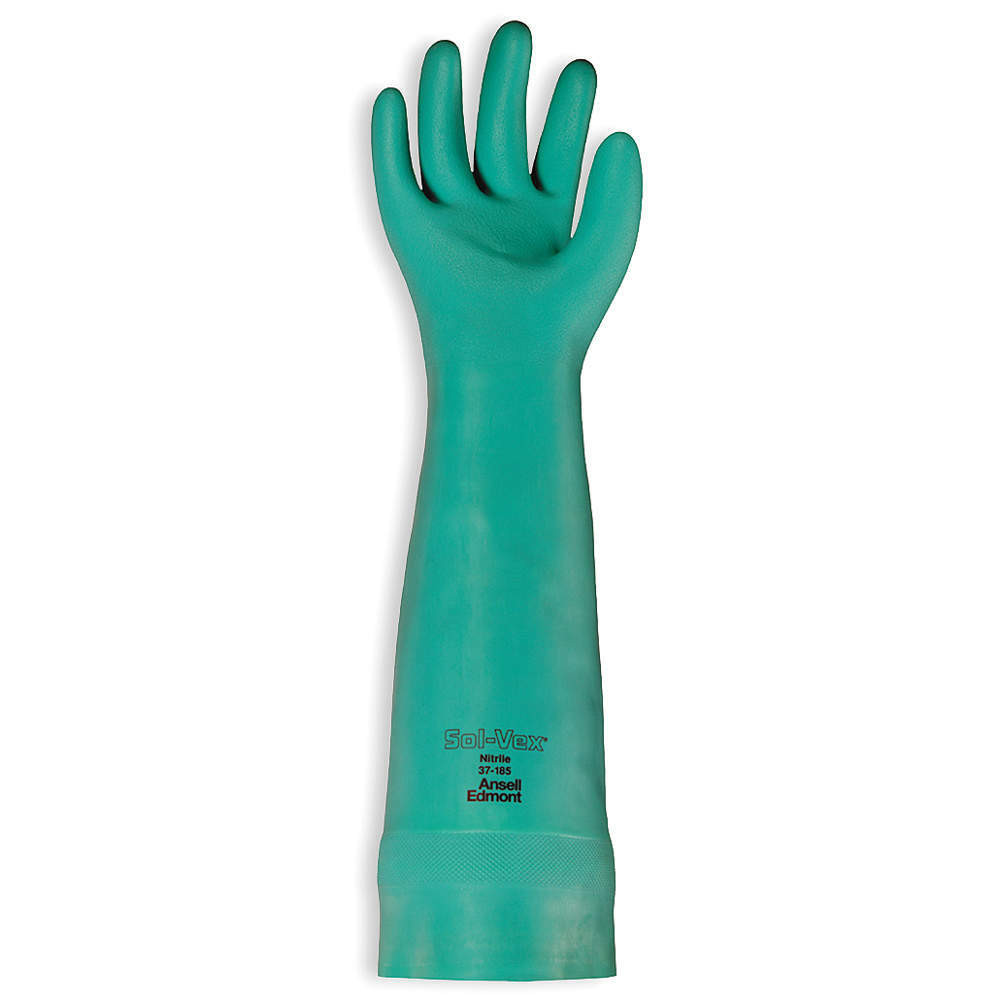 Ansell 37-185-9 Sol-Vex Nitrile Immersion Unlined Gloves with