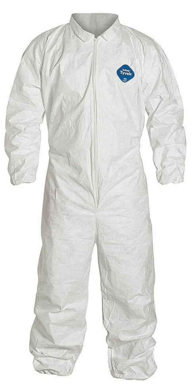 DUPONT Hooded Disposable Coveralls, White, Tyvek(R) 400, zipper