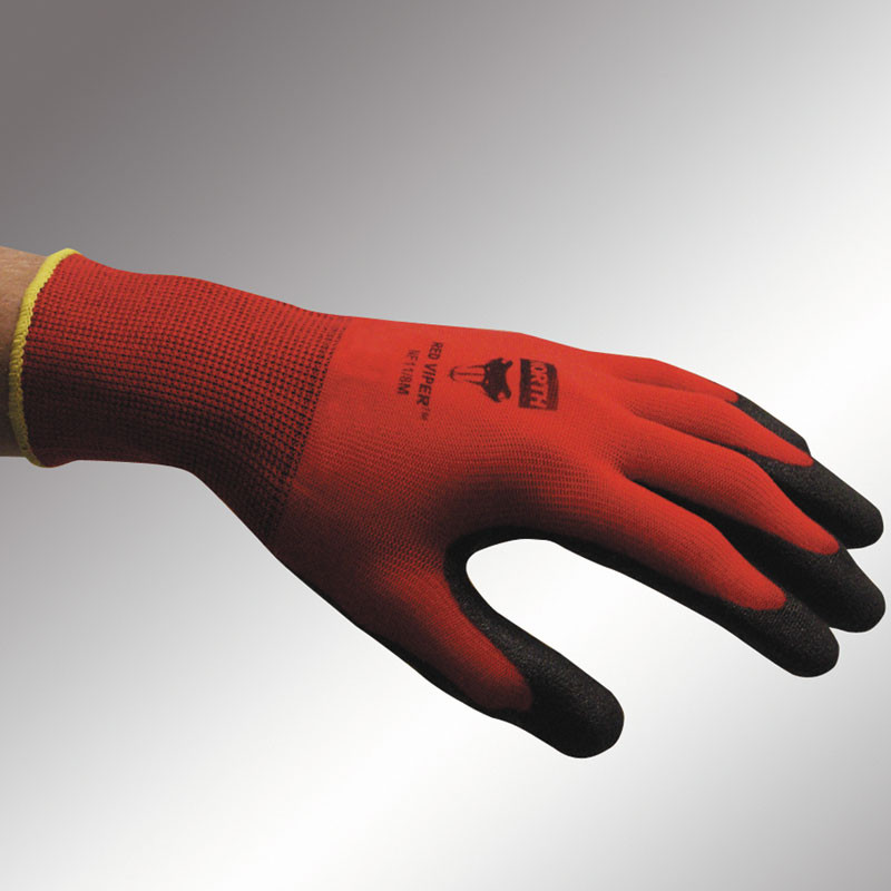 North Safety NF11 Red Foamed PVC Palm Coated Gloves