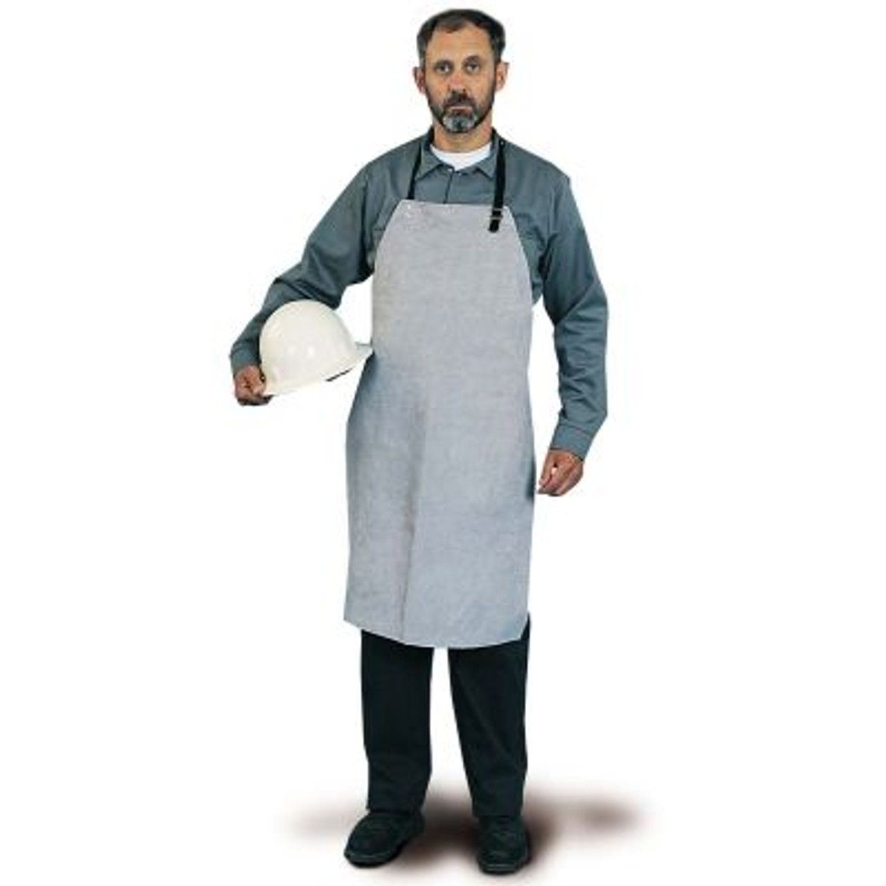 Steel Grip CL125-36 Split Leather Pearl Grey Bib Apron with Slide Snap