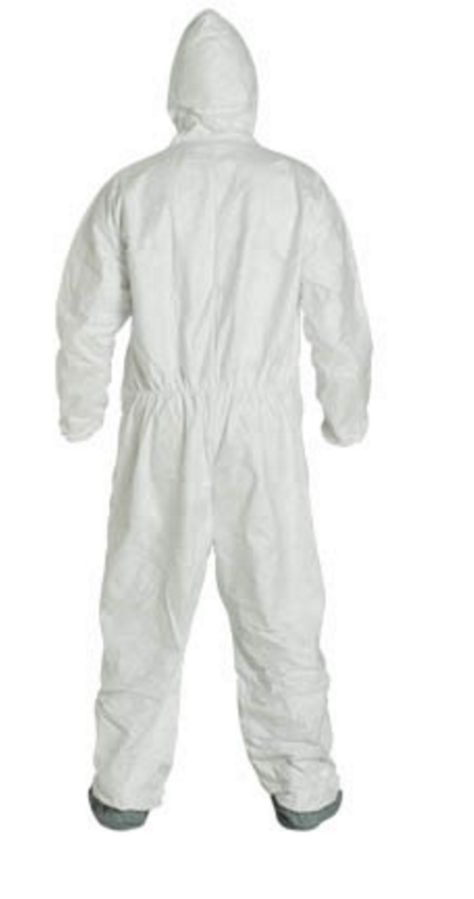 Dupont TY122S White Coveralls w/ Hood  Skid-Resistant Boots Each