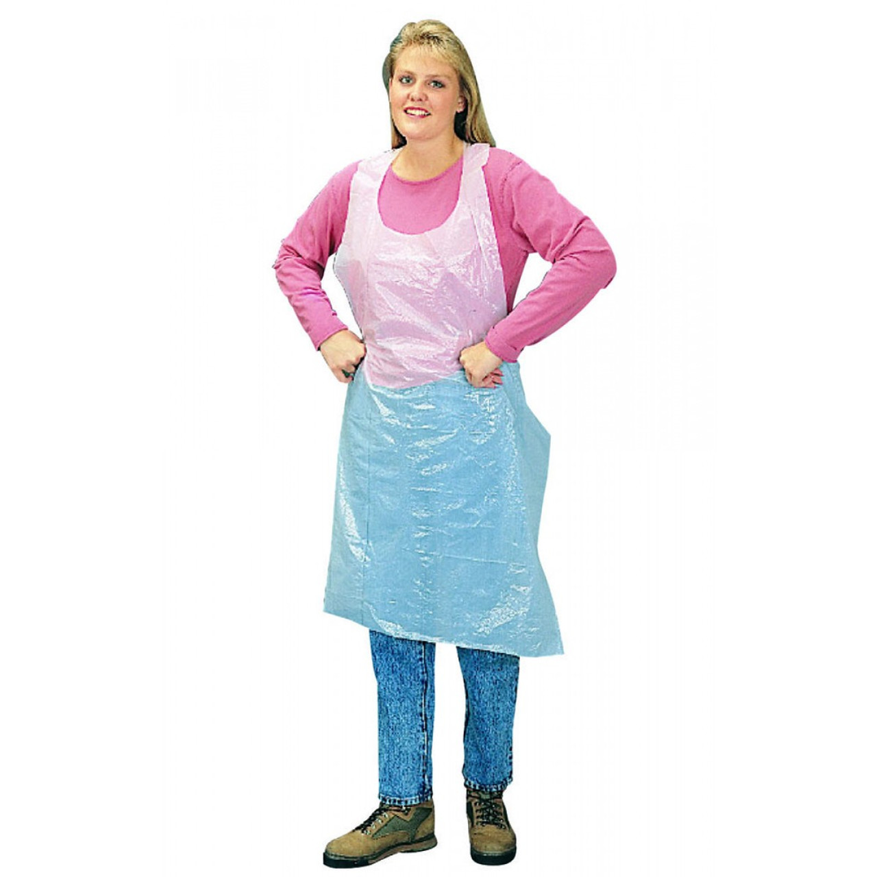 White 28x46 Aprons, White Polyethylene, 1.25 mil, Embossed, 28in.46in.  Disposable Aprons 1 Case 200-06002
