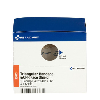 First Aid Only 90643 SmartCompliance Refill Triangular Bandage & CPR Face Shield, 1 Bandage & 1 Shield Per Box. Shop Now! First Aid Only 90643 SmartCompliance Refill Triangular Bandage & CPR Face Shield, 1 Bandage & 1 Shield Per Box. Shop Now!