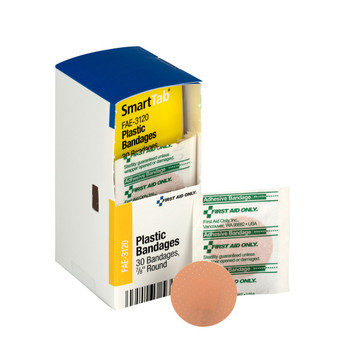First Aid Only FAE-3120 SmartCompliance Refill 0.88" Round Spot Plastic Bandages, 30 Per Box. Shop Now!