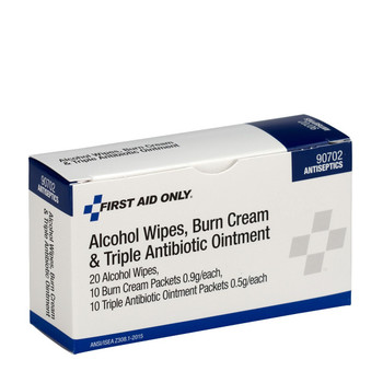 First Aid Only FA-90702 Alcohol Wipes, Burn Cream & Triple Antibiotic Ointment. Shop Now!