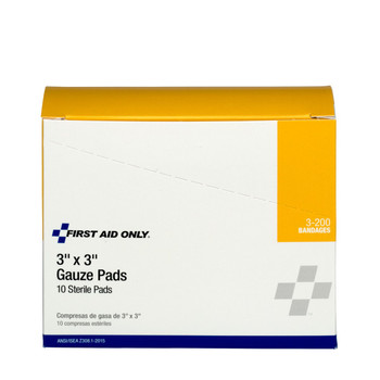 First Aid Only FA-3-200 3"X3" Sterile Gauze Pads, 10 Per Box . Shop Now!