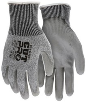 Cut Resistant Gloves PU Coated Level C Grey Black Palm | Beeswift