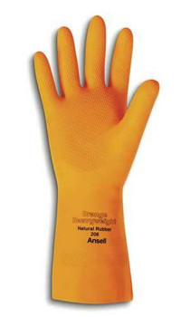 Ansell Orange Heavyweight Natural Rubber Latex Immersion Glove with Pinked Cuff. Shop Now!