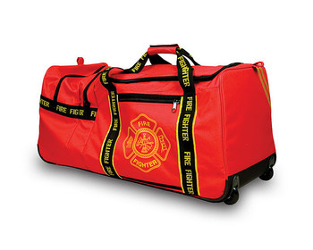 OK 6565001 Large Firefighter Gear Bag with Wheels with Durable In-Line Skate Wheels available in Red Color. Shop now!