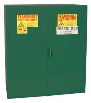 Eagle PEST1955X Pesticide Two Drum Vertical Safety Cabinet, 110 Gal., 1 Shelf, 2 Door, Manual Close, Green. Shop Now!