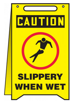 Accuform MF119 Slippery When Wet w/ Graphic - Caution Fold Ups. Shop now!