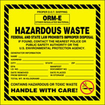 Accuform MHZW06 ORM E Hazardous Waste Label