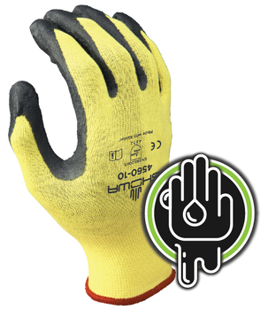 Cut resistant, MXOA sponge nitrile-coated palm-dipped, seamless, cut-resistant Stretch Kevlar shell, yellow w/ gray dip, ANSI CUT LEVEL 3. Shop Now!