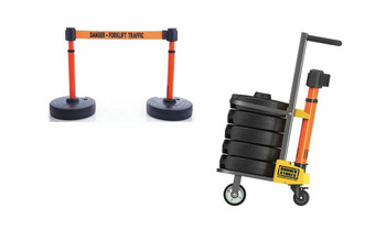 Banner Stakes PL4017 PLUS Cart Package, Orange "Danger - Forklift Traffic" Banner