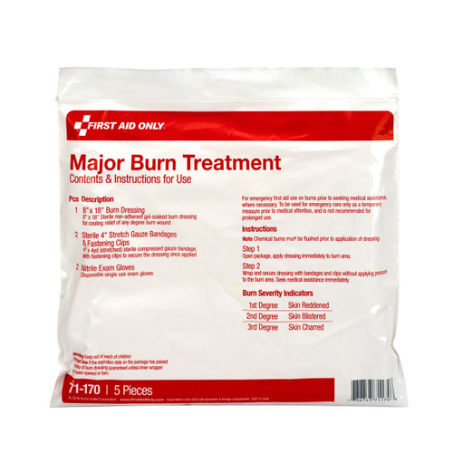 First Aid Only 71-170 5 Piece First Aid Triage WaterJel Severe Burn Treatment Pack , First Aid Triage Pack - Severe Burn Treatment