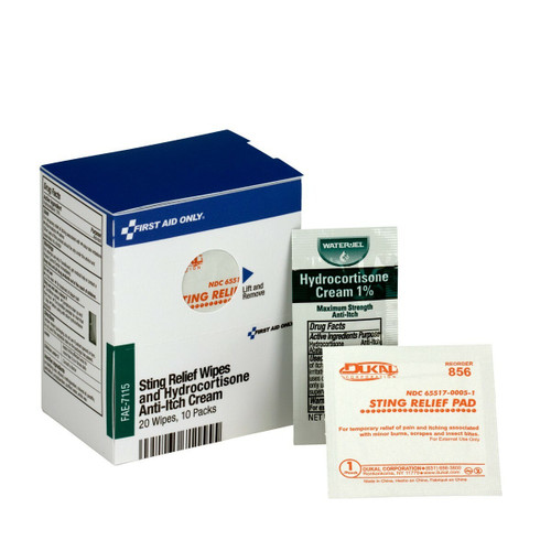 First Aid Only FAE-7115 SmartCompliance Refill 20 Sting Relief Wipes & 10 Hydrocortisone Cream Packets Per Box. Shop Now!