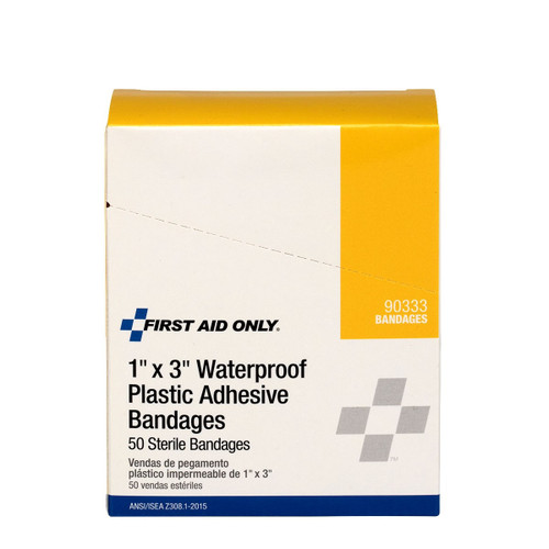 First Aid Only FA-90333 Waterproof Bandages, 3" X 1" , Box Of 50. Shop Now!