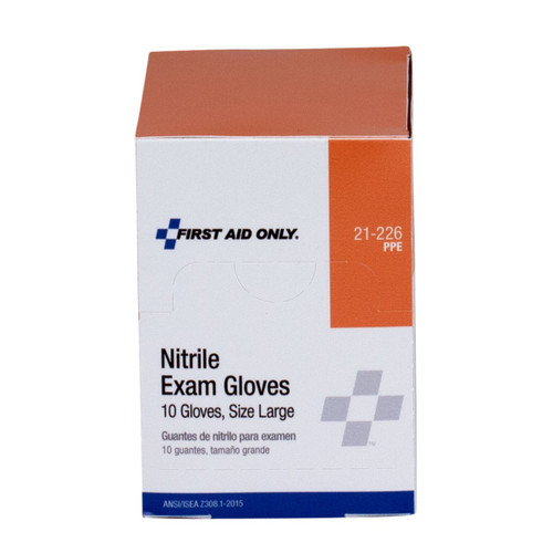 First Aid Only FA-21-226 Nitrile Exam Gloves, Large, Clear - Pack Of 10. Shop Now!