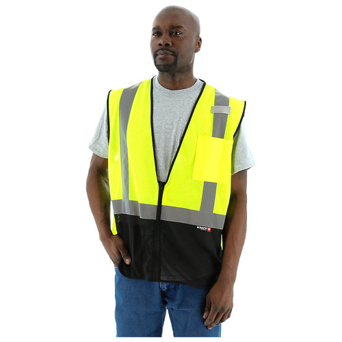 BUY 75-3213 High Visibility Mesh Vest with Black Bottom, ANSI 2, R HivizYellow now and SAVE!