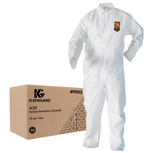 BUY KleenGuard A20 Breathable Particle Protection Coveralls (49002), REFLEX Design, Zip Front, White, Medium, 24 / Case now and SAVE!