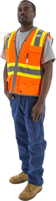 BUY 75-3226 High Visibility Vest with Two-Tone DOT Striping and D-Ring Pass Thru, ANSI 2, R HIvizOrange now and SAVE!