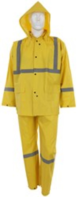 BUY Luminator Series Reflective Rain Gear
.35mm PVC / Polyester Rainwear
3 Piece Waterproof Yellow Rain Suit
Rain Jacket with Corduroy Collar
Detachable Hood and Bib Pants now and SAVE!